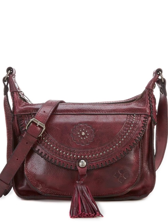 Patricia Nash Handbags - Patricia Nash Camila Distressed Leather Crossbody Bag in Maroon